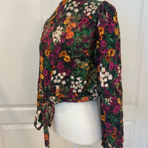 Desigual Womens Floral Cropped Longsleeve Blouse - Picture 4 of 10